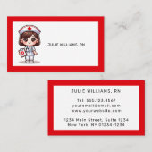 Niedliche Manga-Krankenschwester mit braunen braun Visitenkarte (Vorne/Hinten)