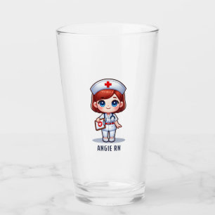 Niedliche Manga-Krankenschwester mit Red Hair Blue Glas