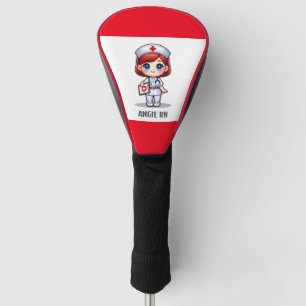 Niedliche Manga-Krankenschwester mit Red Hair Blue Golf Headcover