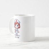 Niedliche Manga-Krankenschwester mit Red Hair Blue Kaffeetasse (Vorderseite Links)