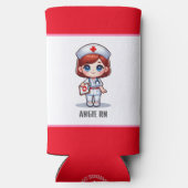 Niedliche Manga-Krankenschwester mit Red Hair Blue Selters Dosenkühler (Rückseite)