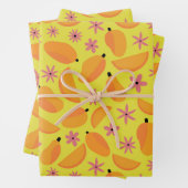 Niedliche Mango-Früchte und Blume Geschenkpapier Set (Beispiel)