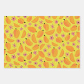 Niedliche Mango-Früchte und Blume Geschenkpapier Set (Vorderseite)
