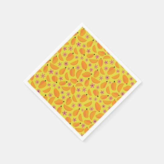 Niedliche Mango-Früchte und Blume Serviette (Ecke)