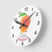 Niedliche Mango-Gelb-Cartoon-Abbildung Runde Wanduhr (Winkel)