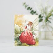 Niedliche Märchen mit Erdbeerglas-Stanzfantasie Postkarte (Stehend Vorderseite)