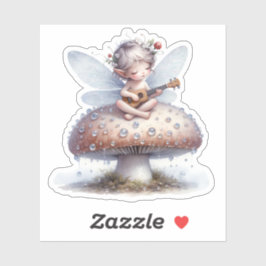 Niedliche Märchen mit Viola auf Pilz Geburtstag Aufkleber