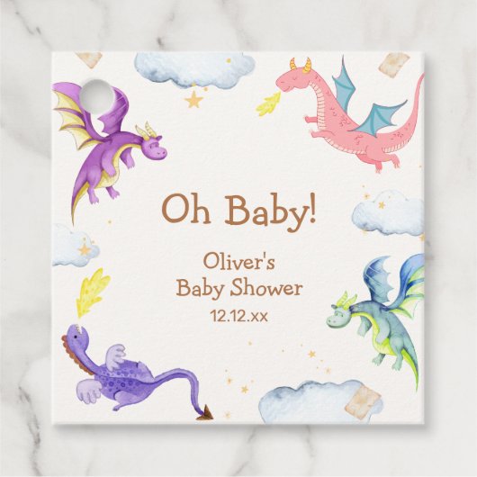 Niedliche Märchenmagic Dragon Babydusche Geschenkanhänger (Vorderseite)