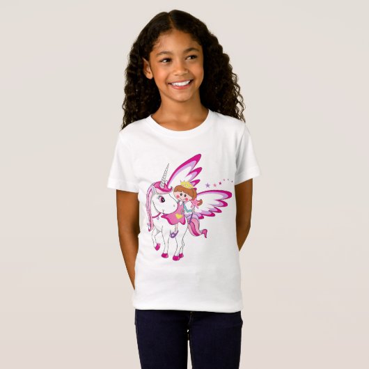 Niedliche Märchenprinzessin auf Einhorn - Magische T-Shirt (Vorne ganz)