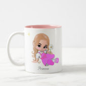 Niedliche Märchenprinzessin mit Daisy-Blume Zweifarbige Tasse (Links)