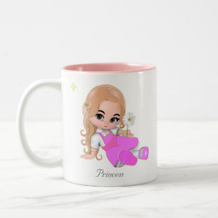 Niedliche Märchenprinzessin mit Daisy-Blume Zweifarbige Tasse