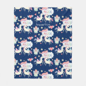 Niedliche Märchenprinzessin und Einhornkinder Fleecedecke (Vorderseite)