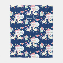 Niedliche Märchenprinzessin und Einhornkinder Fleecedecke