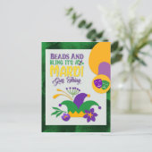 Niedliche Mardi Gras Beads und Bling Postkarte (Stehend Vorderseite)
