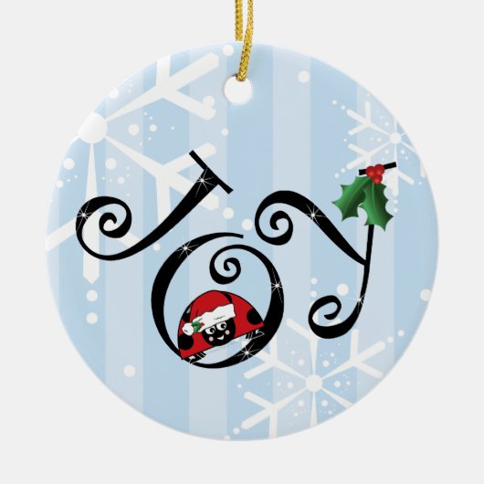 Niedliche Marienkäfer-Freude-Verzierung Keramik Ornament (Vorne)