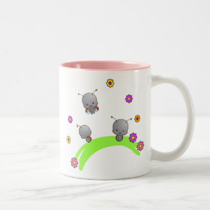 Niedliche Marienkäfer und Blumen-Tasse Zweifarbige Tasse