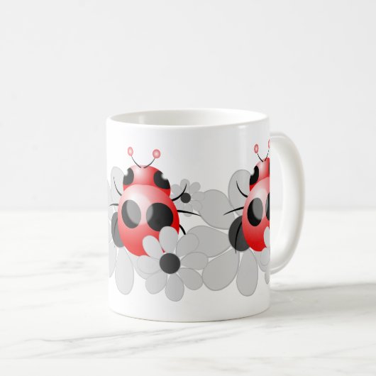 Niedliche Marienkäfer und Kaffeetasse (VorderseiteRechts)