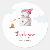 Niedliche Marshmallows Schneemann Winterurlaub Dan Runder Aufkleber (Vorderseite)