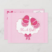 Niedliche "Mary Janes" Kinderdusche Einladung Post (Vorne/Hinten)