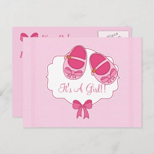 Niedliche "Mary Janes" Kinderdusche Einladung Post (Vorne/Hinten)