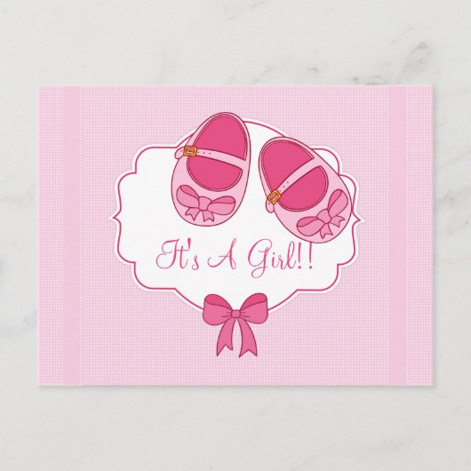 Niedliche "Mary Janes" Kinderdusche Einladung Post (Vorderseite)