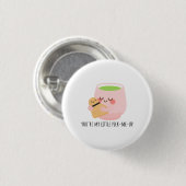 Niedliche Matcha Tea Hug Illustration Button (Vorne & Hinten)