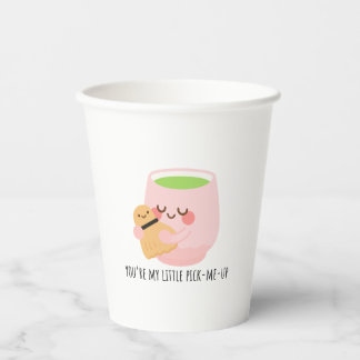 Niedliche Matcha Tea Hug Illustration Pappbecher