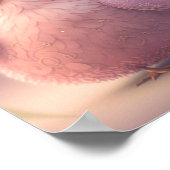 Niedliche Mauer aus schwarzem Pink-Fluffy-Bird Poster (Ecke)