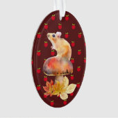 Niedliche Maus auf einem Roten Pilz mit Äpfeln Ornament (Vorderseite)