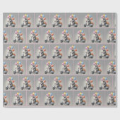 Niedliche Maus auf einem Scooter Geschenkpapier (Flach)