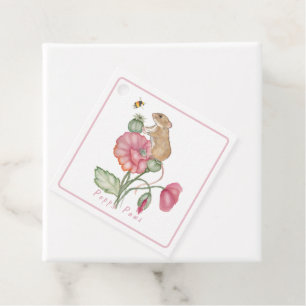 Niedliche Maus blühen auf Mohn Geschenkanhänger