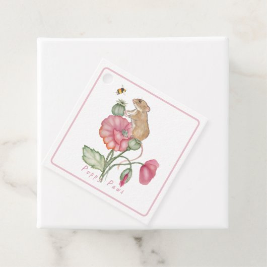 Niedliche Maus blühen auf Mohn Geschenkanhänger (Beispiel)