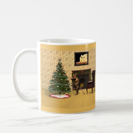 Niedliche Maus dekorieren einen Weihnachtsbaum Kaffeetasse (Links)