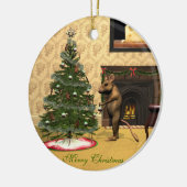 Niedliche Maus dekorieren einen Weihnachtsbaum Keramikornament (Links)