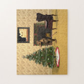 Niedliche Maus dekorieren einen Weihnachtsbaum Puzzle (Vertikal)