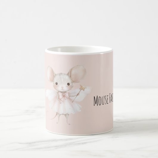 Niedliche Maus Fee rosa Flügel Kaffeetasse (Mittel)
