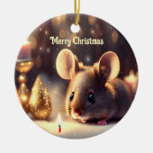 Niedliche Maus feiert Weihnachten, Brauch Keramik Ornament (Vorne)