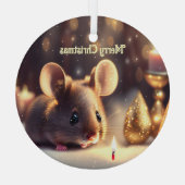 Niedliche Maus feiert Weihnachten, Brauch Ornament Aus Glas (Rückseite)