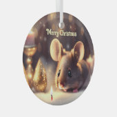 Niedliche Maus feiert Weihnachten, Brauch Ornament Aus Glas (Vorderseite Rechts)