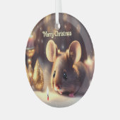 Niedliche Maus feiert Weihnachten, Brauch Ornament Aus Glas (Vorderseite links)