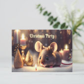 Niedliche Maus feiert Weihnachten - Weihnachten Pa Einladung (Stehend Vorderseite)