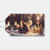 Niedliche Maus feiert Weihnachtsgebrauch Geschenkanhänger (Rückseite Horizontal)