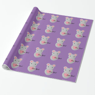 Niedliche Maus hält ein Herz Geschenkpapier