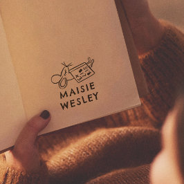 Niedliche Maus Hand Drawn Ex Libris Buchzeichen Bu Gummistempel