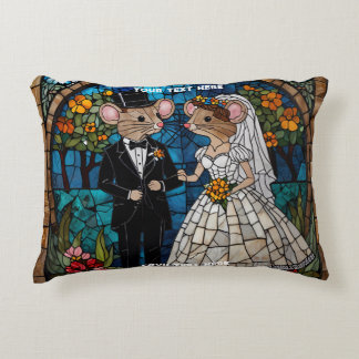 Niedliche Maus Hochzeitskuppel Mosaikglas Dekokissen