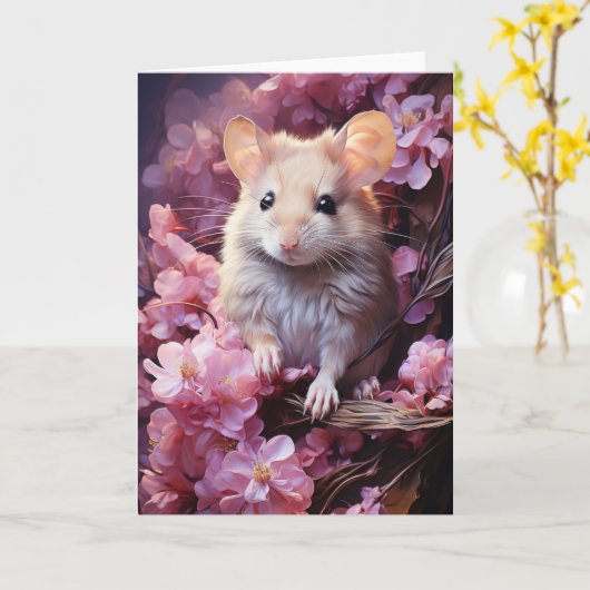 Niedliche Maus in den Blume Jeden Anlaß Karte (Gelbe Blume)