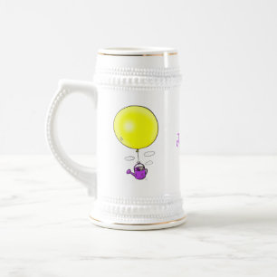 Niedliche Maus in der Gießkanne mit Ballon Cartoon Bierglas
