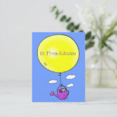 Niedliche Maus in der Gießkanne mit Ballon Cartoon Postkarte (Stehend Vorderseite)