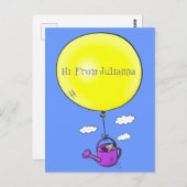 Niedliche Maus in der Gießkanne mit Ballon Cartoon Postkarte (Vorne/Hinten)