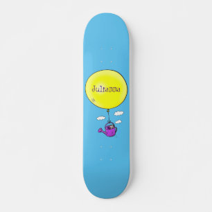 Niedliche Maus in der Gießkanne mit Ballon Cartoon Skateboard